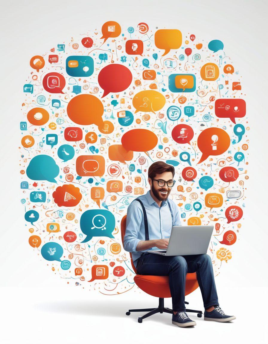 A digital illustration of diverse people engaging in vibrant discussions across a whimsical, beautifully designed online forum. Each section of the forum is adorned with enchanting motifs and charming icons, representing various interests like art, travel, and literature. Bright colors and a sense of community shine through in friendly avatars and chat bubbles floating around, creating a warm and inviting atmosphere. The background features stylized elements of digital networks and connection, symbolizing the online world. vector art. vibrant colors. white background.